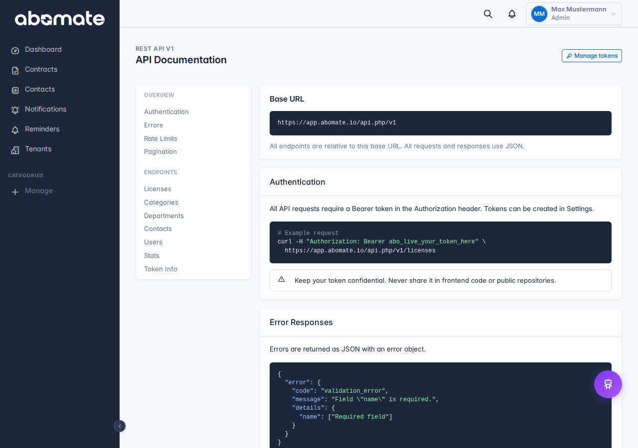 Interactive API documentation