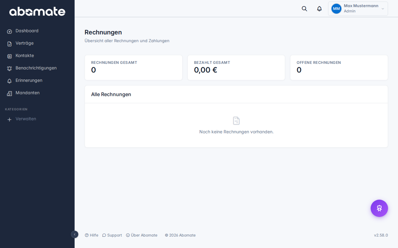 Rechnungen – KPI-Kacheln