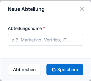 Abteilung erstellen – Modal