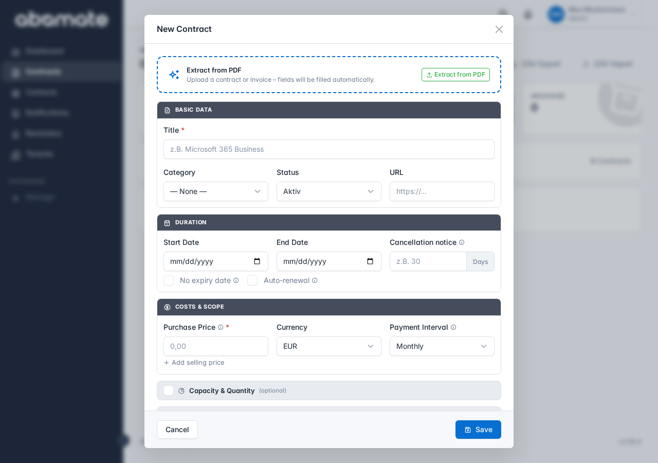 Contract form – New contract
