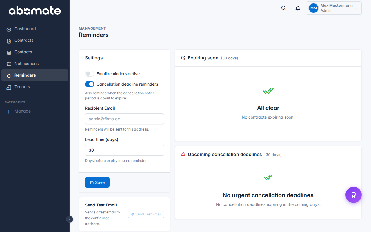 Reminders – Configuration