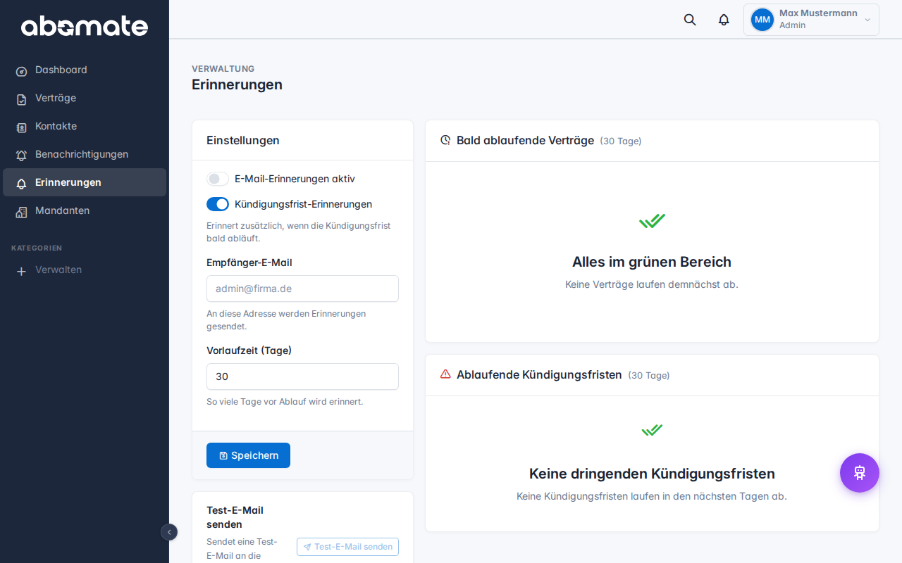 Erinnerungen – Konfiguration