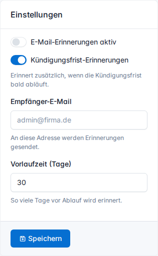 Erinnerungen – Konfiguration im Detail