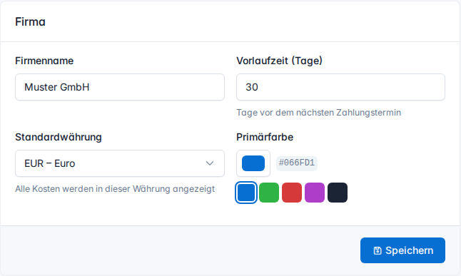 Einstellungen – Branding