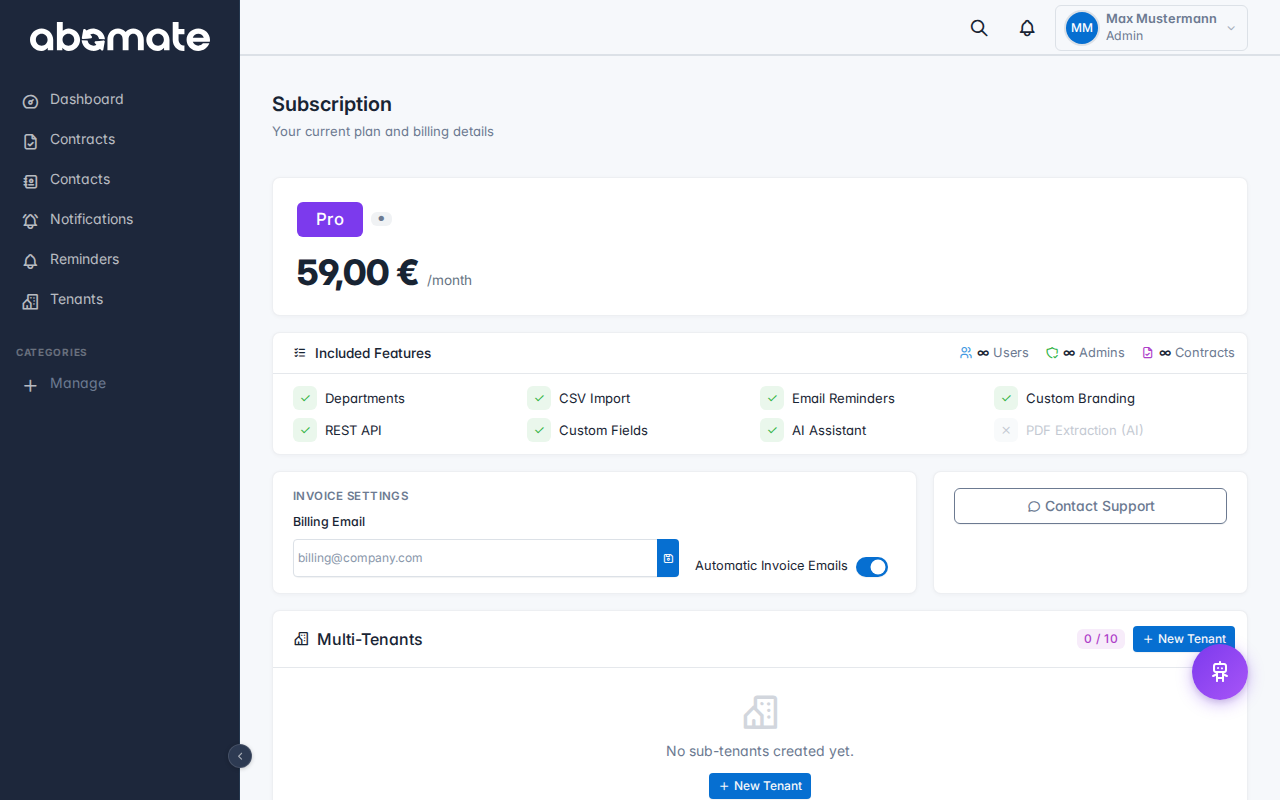 Subscription – Plan and status