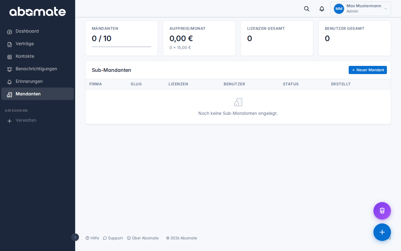 Mandantenverwaltung – Übersicht