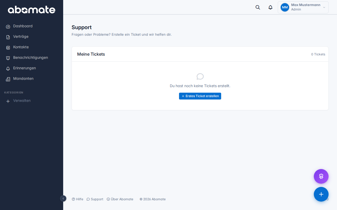Support – Ticket-Übersicht